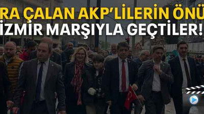 Dombra çalan AKP’lilerin önünden İzmir marşıyla geçtiler!